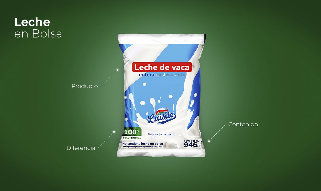 Diseño de Empaque Packaging Leche Luis Pasteur en Arequipa
